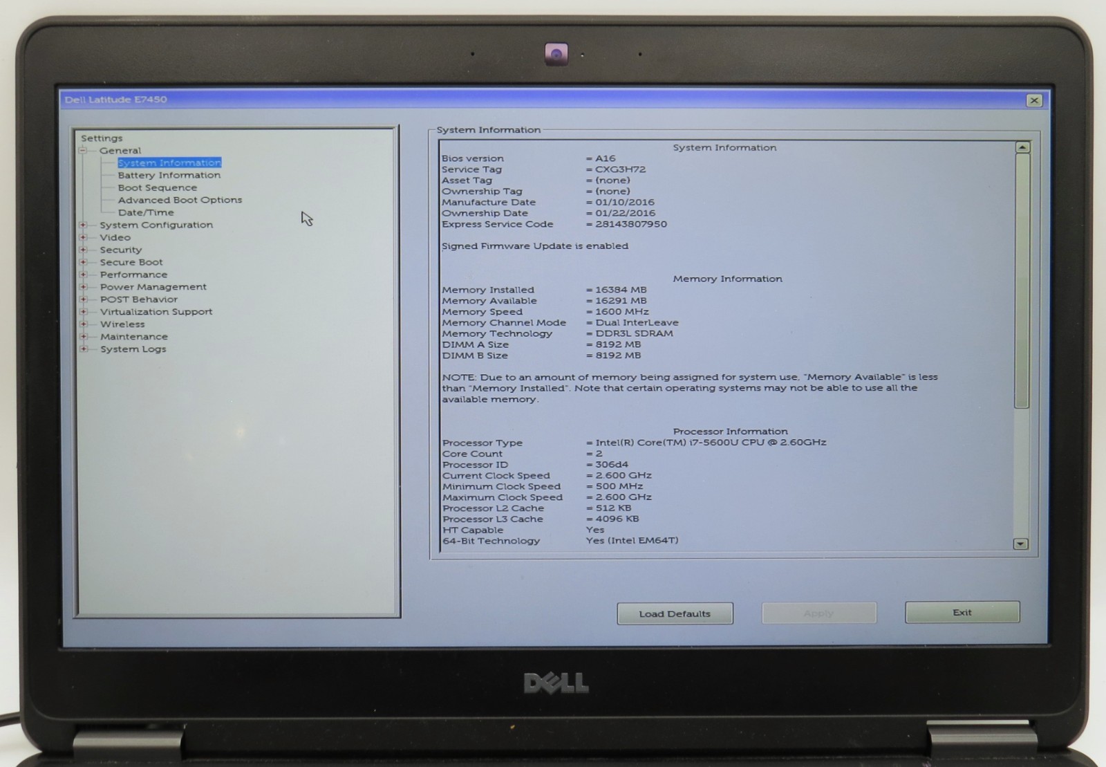Dell Latitude E7450 | i7-5600U @ 2.6GHz | 16GB DDR3 | 14″ | No HD/OS/AC *PARTS*