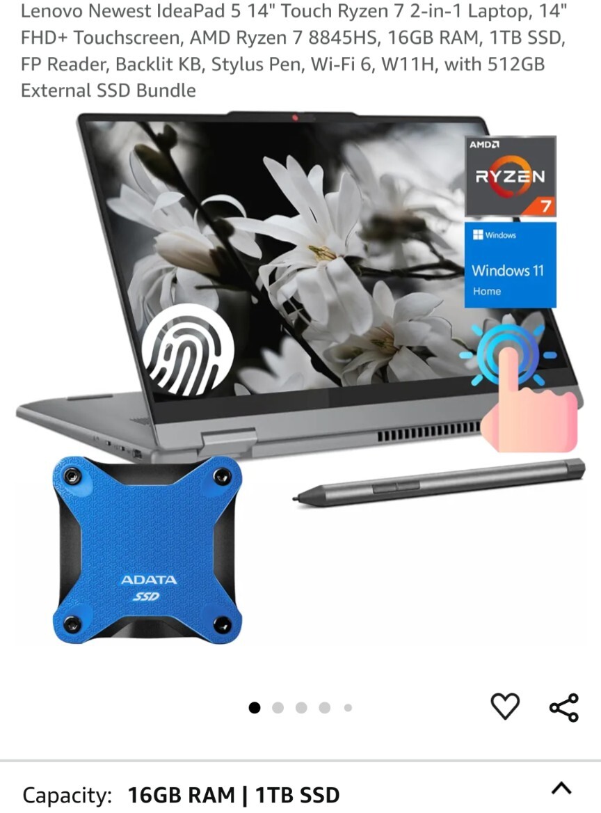 Lenovo IdeaPad 5 2-in-1 14AHP9 Ryzen 7 8845HS 16GB 1TB SSD 14″ FHD+ Touch W11