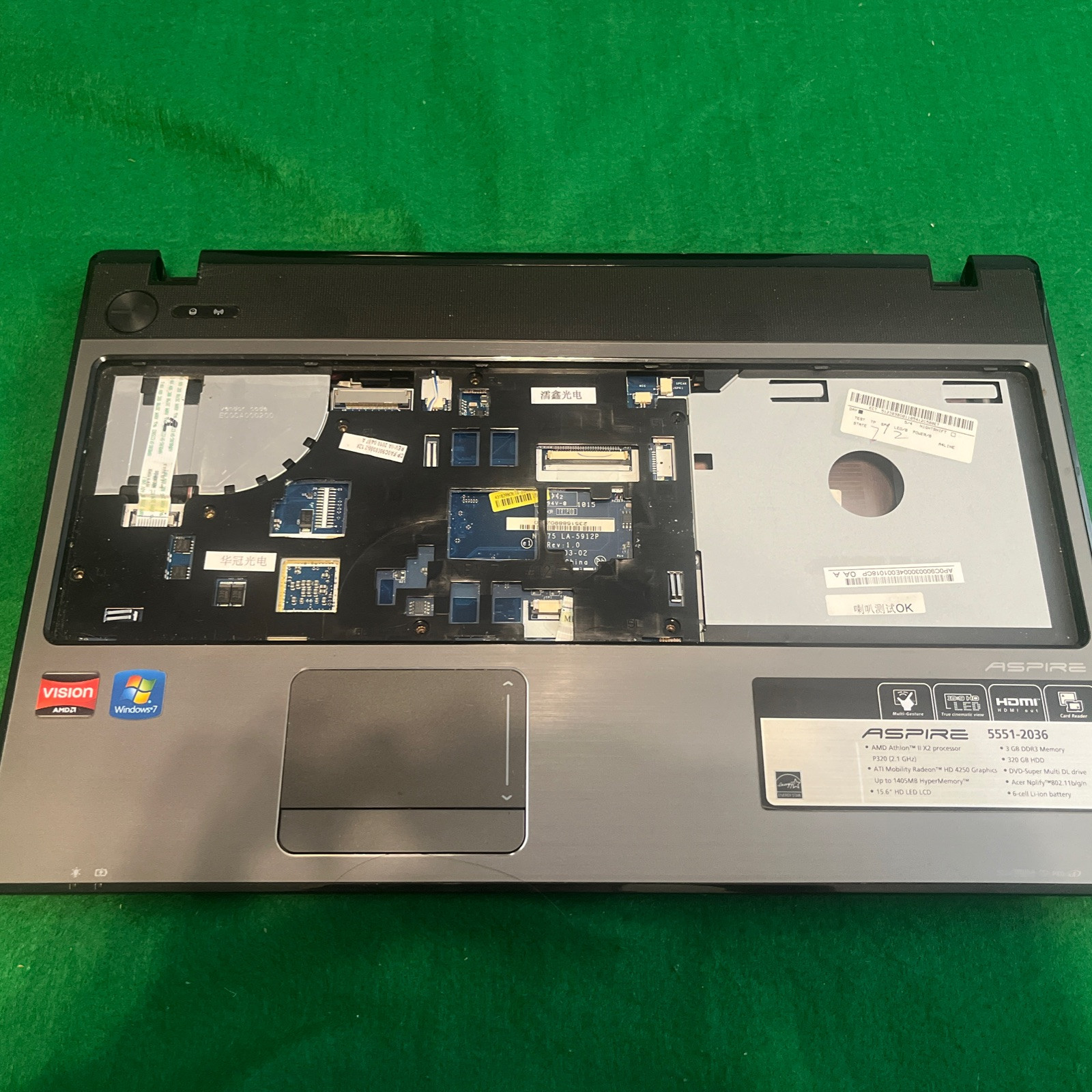 Acer Aspire 5551-2036 Motherboard – AMD Athlon II X2 2.1 GHz @15A1