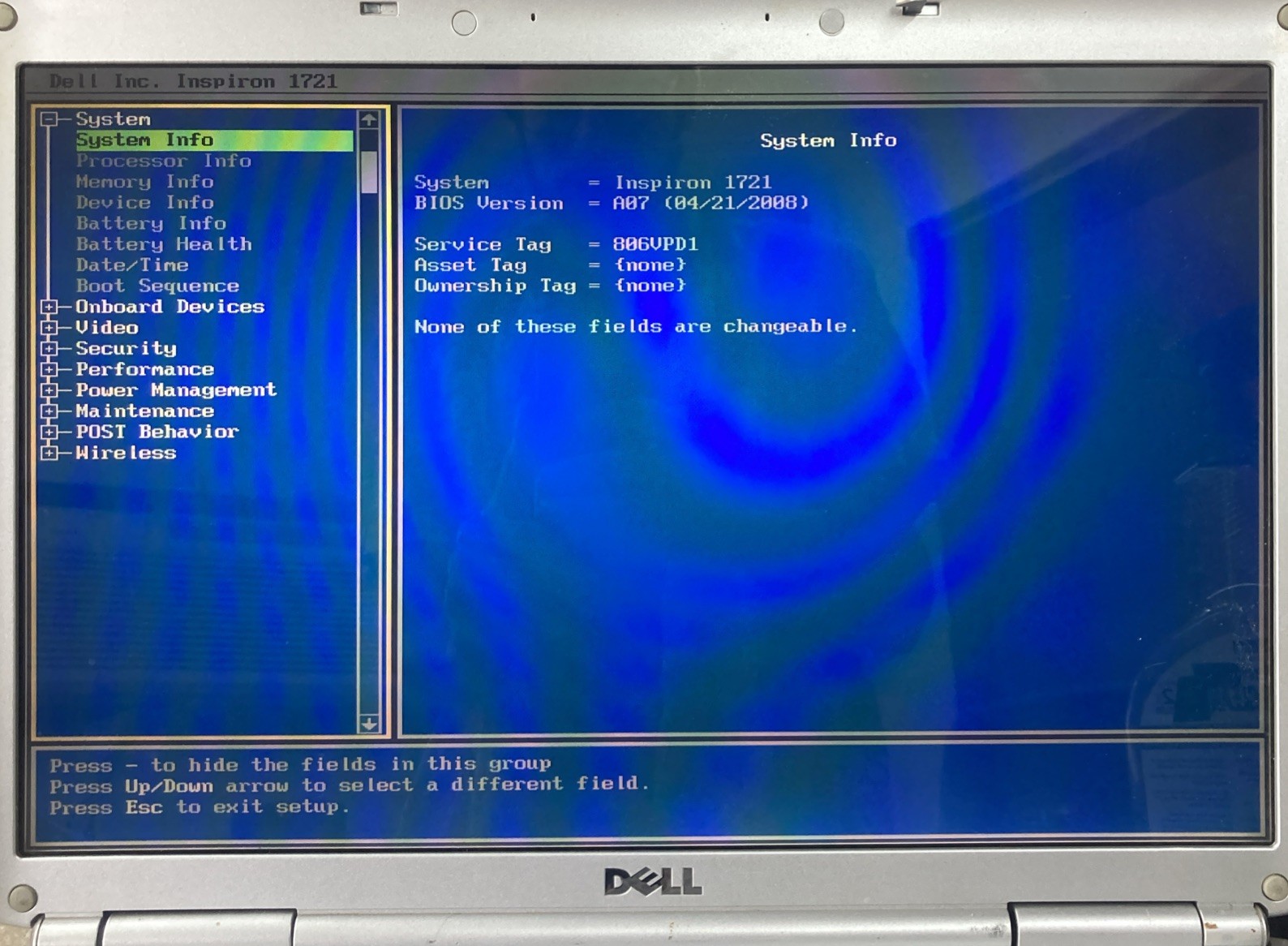 Dell Inspiron 1721 AMD Dual-Core 1.8GHz 4 GB NO HDD Boot to BIOS