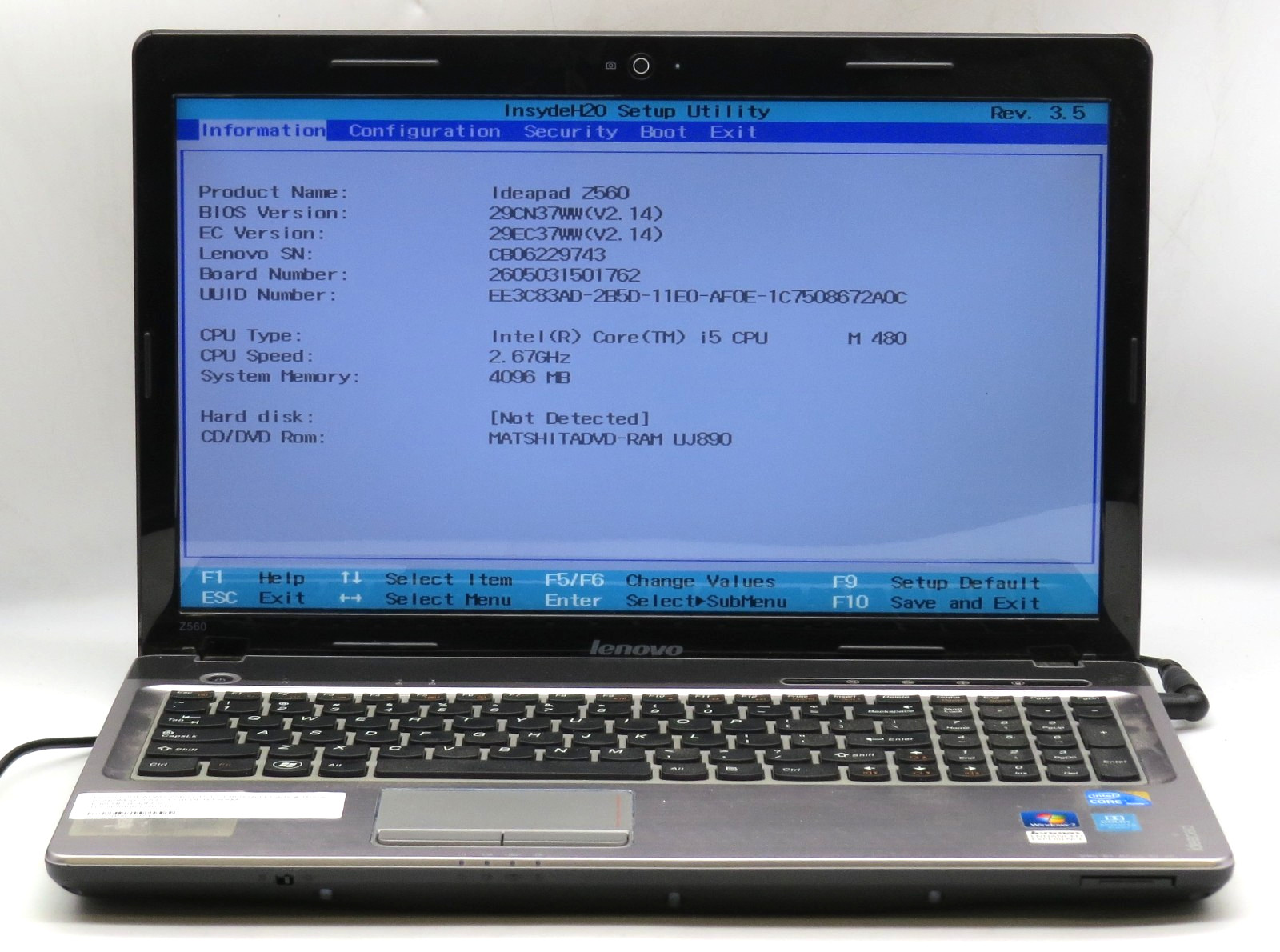Lenovo IdeaPad Z560 _ i5-460M _ 4GB RAM _ No SSD / OS *PARTS
