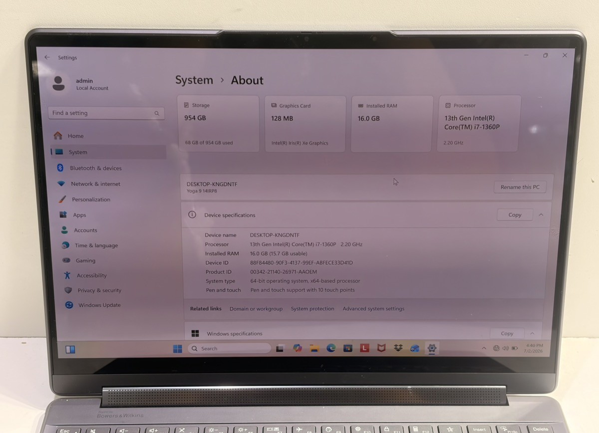LENOVO YOGA 9 14IRP8 W/CHRGR WITH SCUFFS (P11036310)