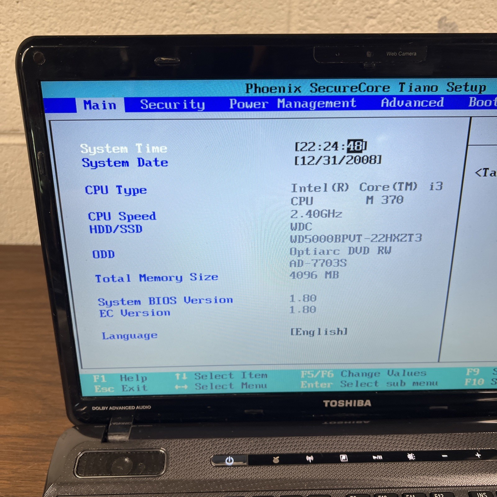 Toshiba Satellite A665 15″ Laptop Intel Core i3 M370 – BOOTS TO BIOS