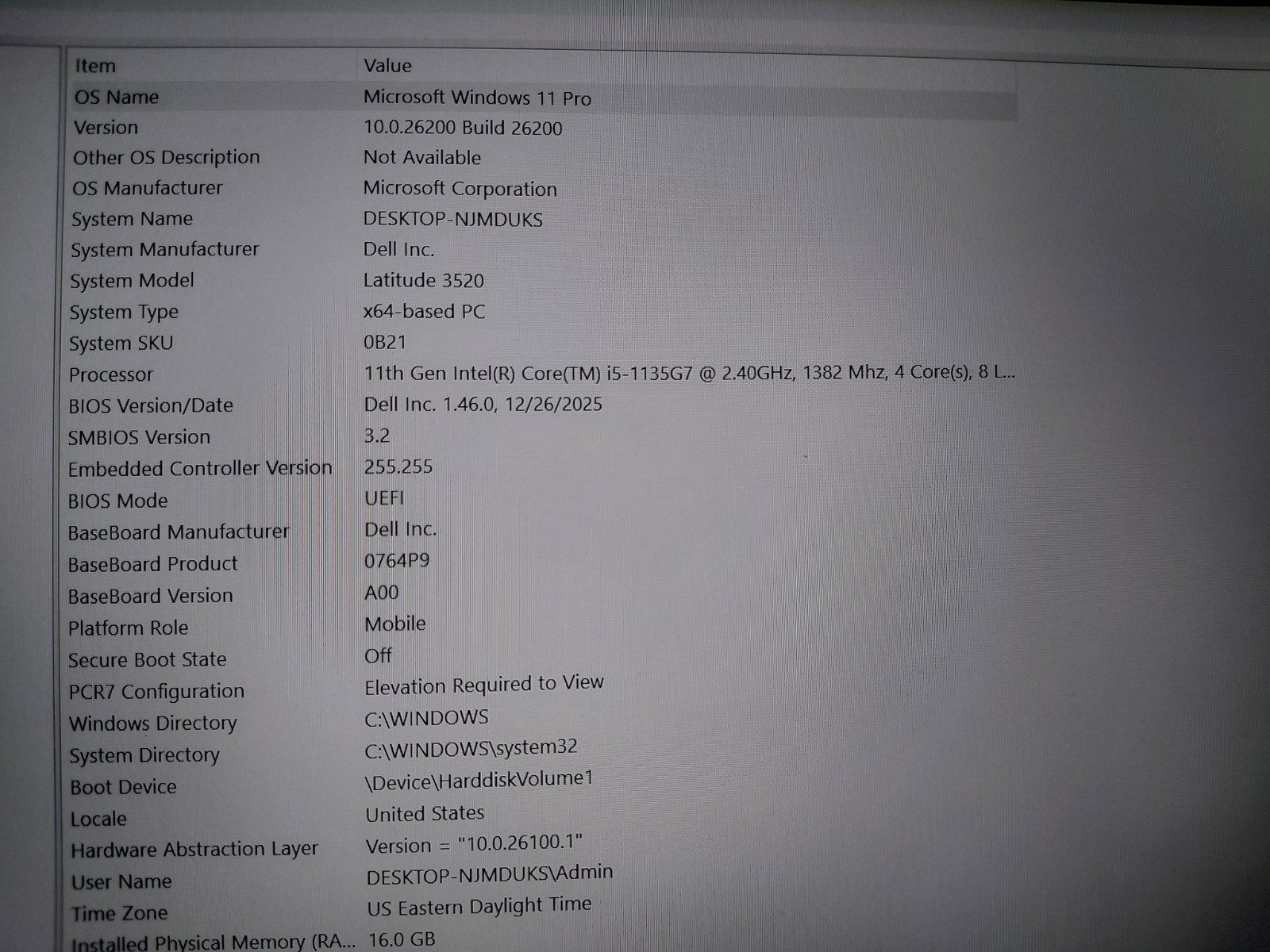 Dell Latitude 3520 Intel Core i5-1135G7 2.4ghz 16GB RAM 512GB NVMe Win 11 Pro