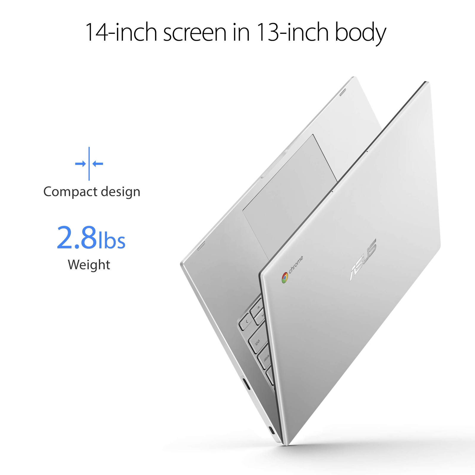 ASUS Chromebook C425 Clamshell Laptop, 14″ FHD 4-Way NanoEdge, Intel Core