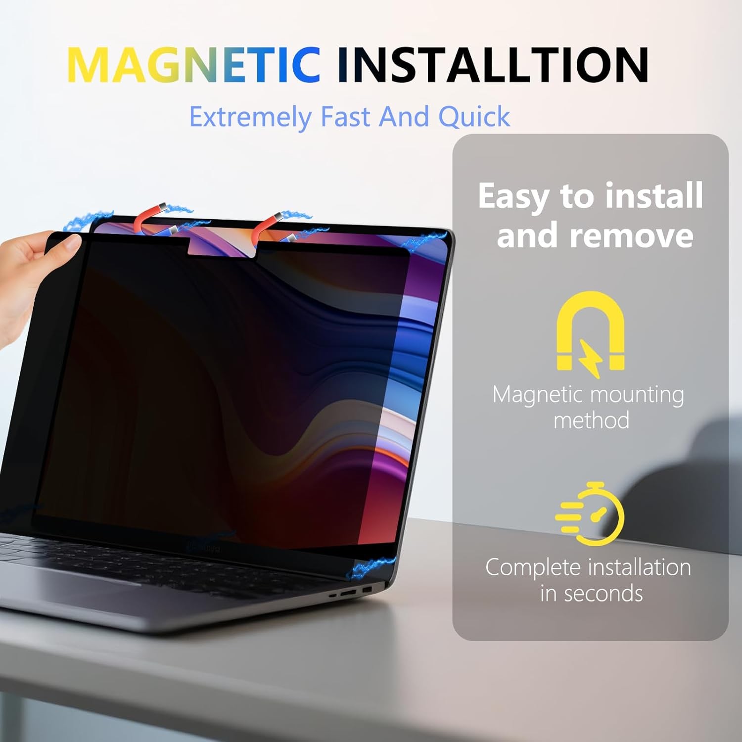Removable Magnetic Privacy Screen Protector for 13.6″ MacBook Air (2022-2026)