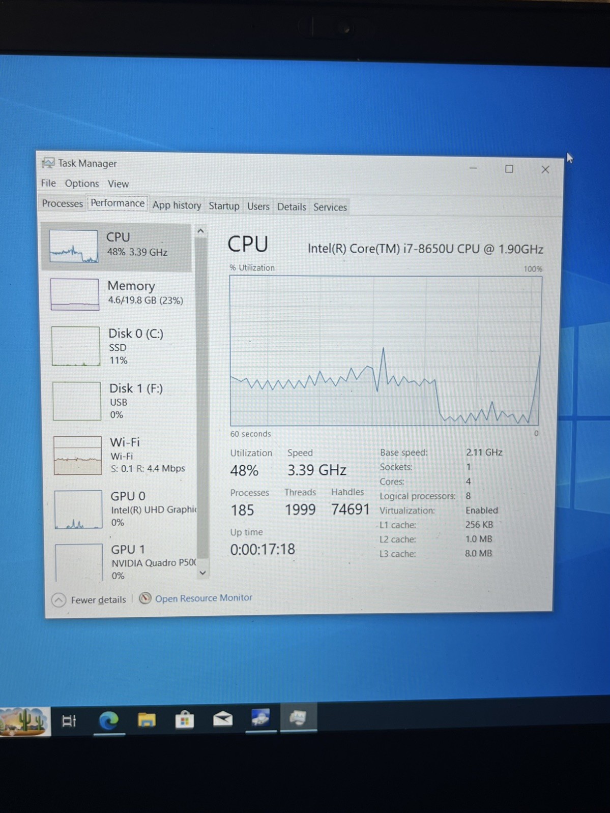 Lenovo ThinkPad P52s Used 15.5″ i7-8650U, 4GB RAM, Quadro P500 GPU, No OS/NVME