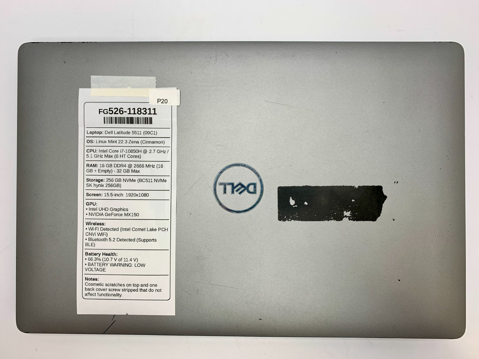 Dell Latitude 5511 | i7-10850H | 16GB RAM | 256GB NVMe | LINUX | READ