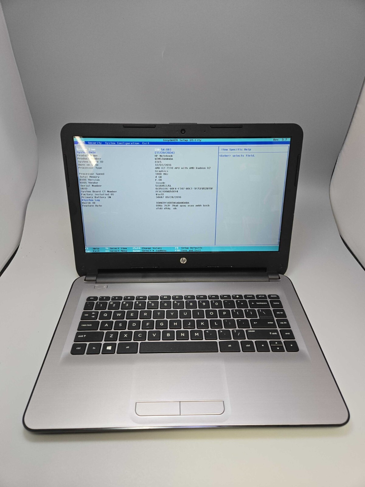 HP 14-an013nr Laptop AMD E2-7110 1.80Ghz 4GB RAM NO SSD NO OS, TESTED