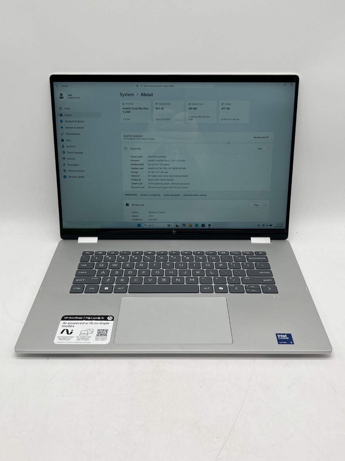 HP Omnibook 7 Flip 16-AU0265NR 16″ Core Ultra 5 226V 2.1GHz 16GB RAM 512GB SSD