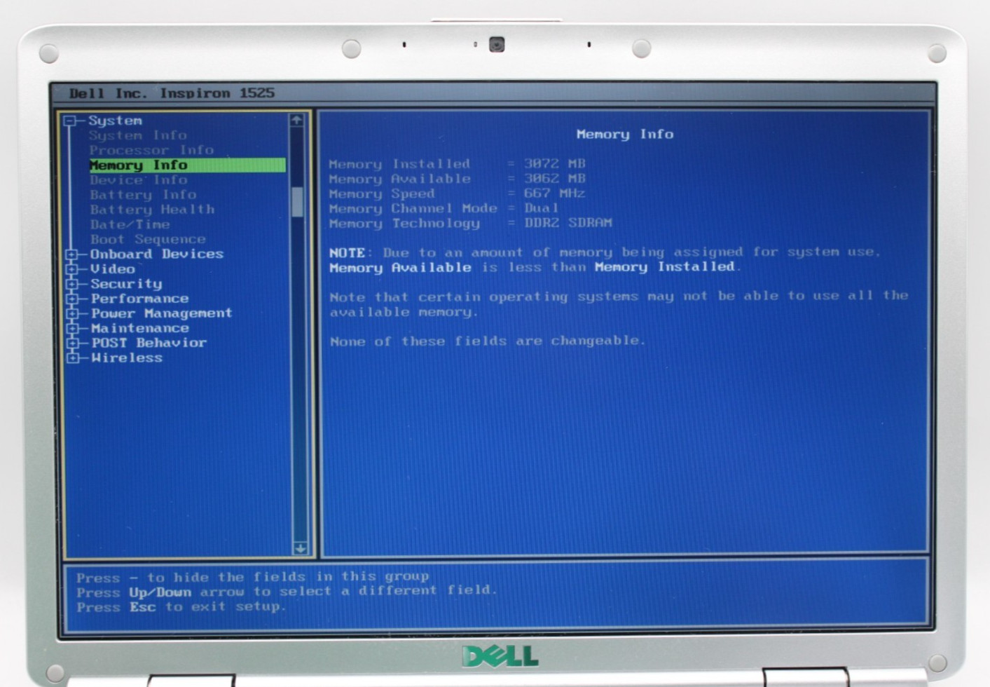 Dell Inspiron 1525 2Duo-T7250@2.0GHz 3GB DDR2 NO STORAGE OR OS *USED/TESTED*