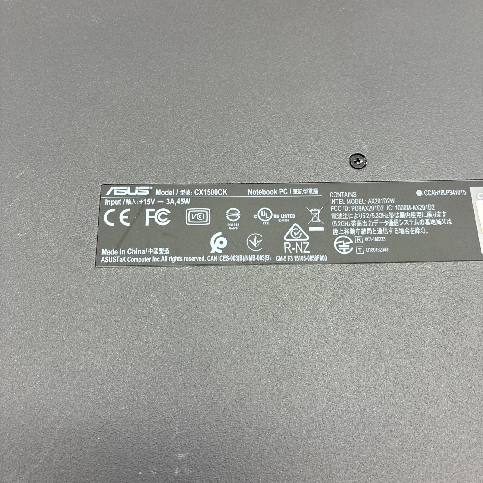 ASUS Chromebook CX1500CK 15.6″ Laptop Intel Celeron N4500 4GB RAM 64GB (L21)