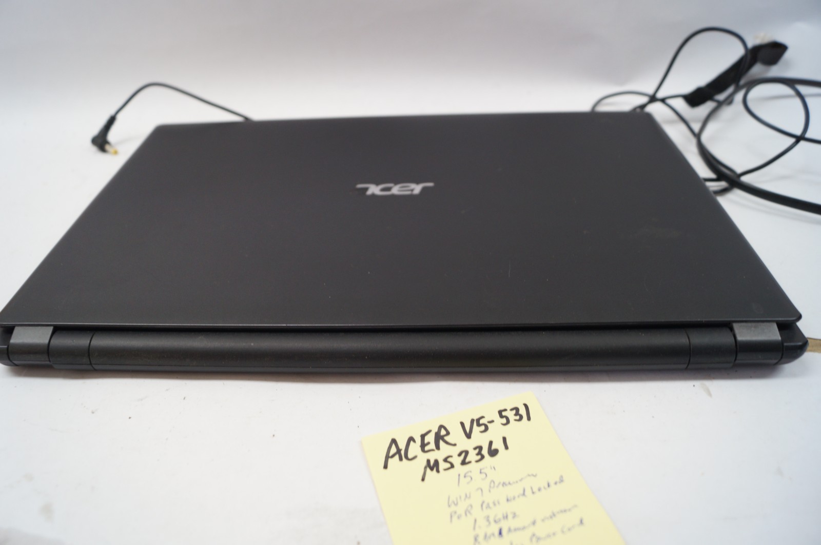 ACER V5-531 MS2361 Aspire Laptop 15.5″ Win7 1.3GHz w Power Cord WORKING PoR D152