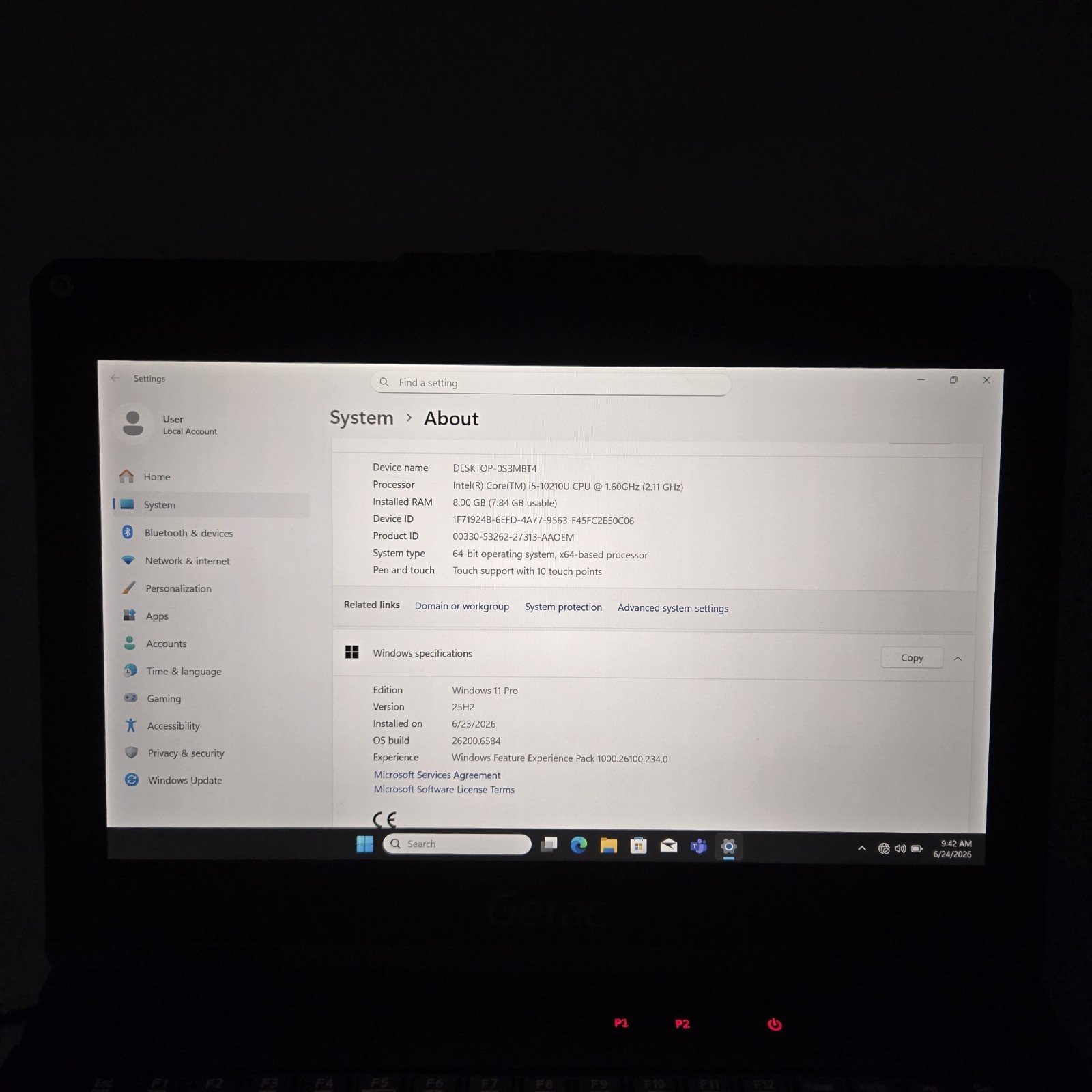 Getac B360 Rugged Laptop i5-10210U 256GB SSD 8GB RAM – 4G LTE – Win11 – Grade B+