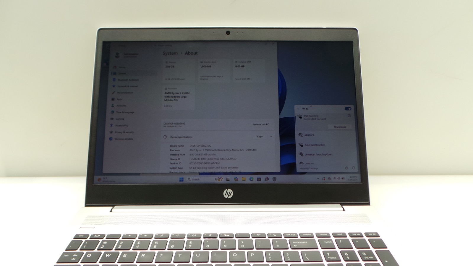 HP ProBook 455 G6 | 15.6″ | AMD Ryzen 5 2500U | 8GB RAM 256GB NVMe | WIN 11 PRO