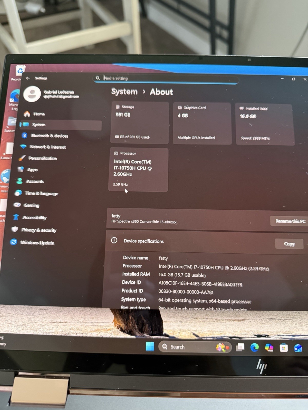 HP Spectre x360 (512GB SSD, intel Core i7-11390H 3.40GHz, 16GB,) Laptop – Black