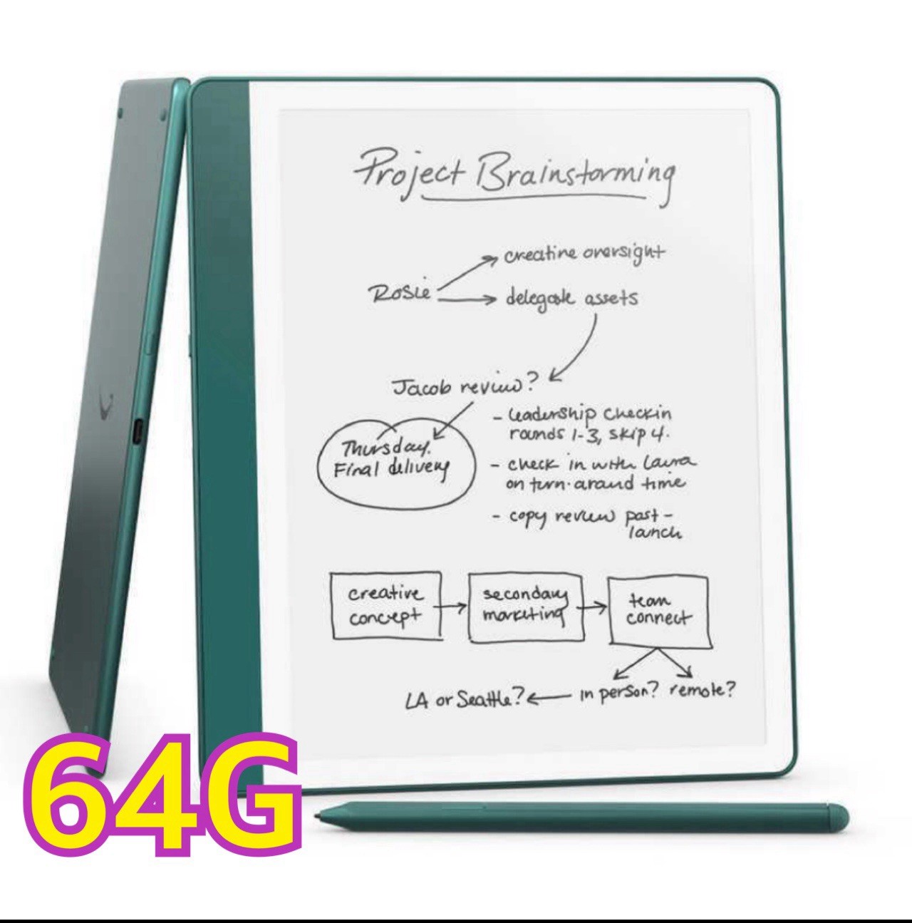 Amazon Kindle Scribe Notebook 10.2 Display 64GB Metallic Jade 2024 w/Premium Pen