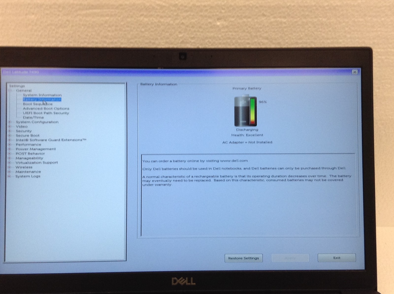Dell Latitude 7490 Laptop i7-8650U 1.90GHz 14″ FHD Webcam WiFi No RAM No AS / IS
