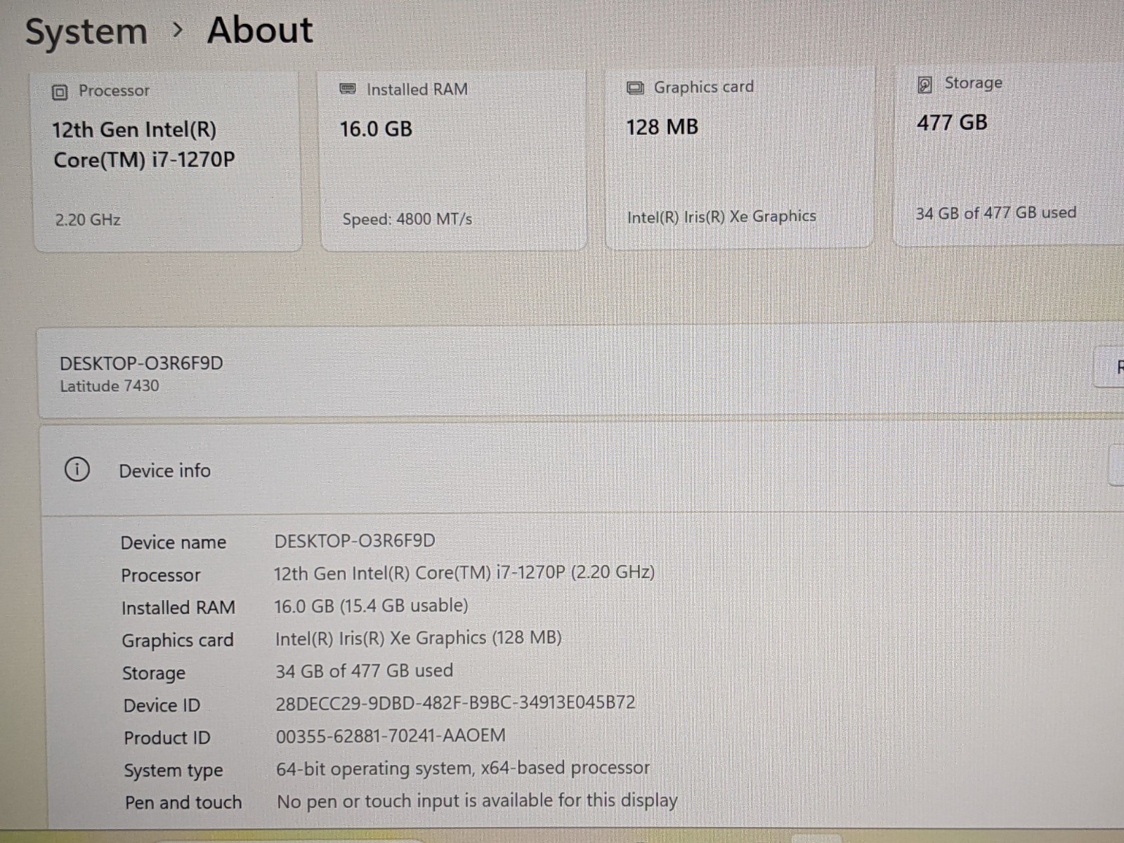 Dell Latitude 7430 14″FHD Intel vPRO i7-1270P 2.2GHz 16GB 512GB SSD Win11Pro +PA