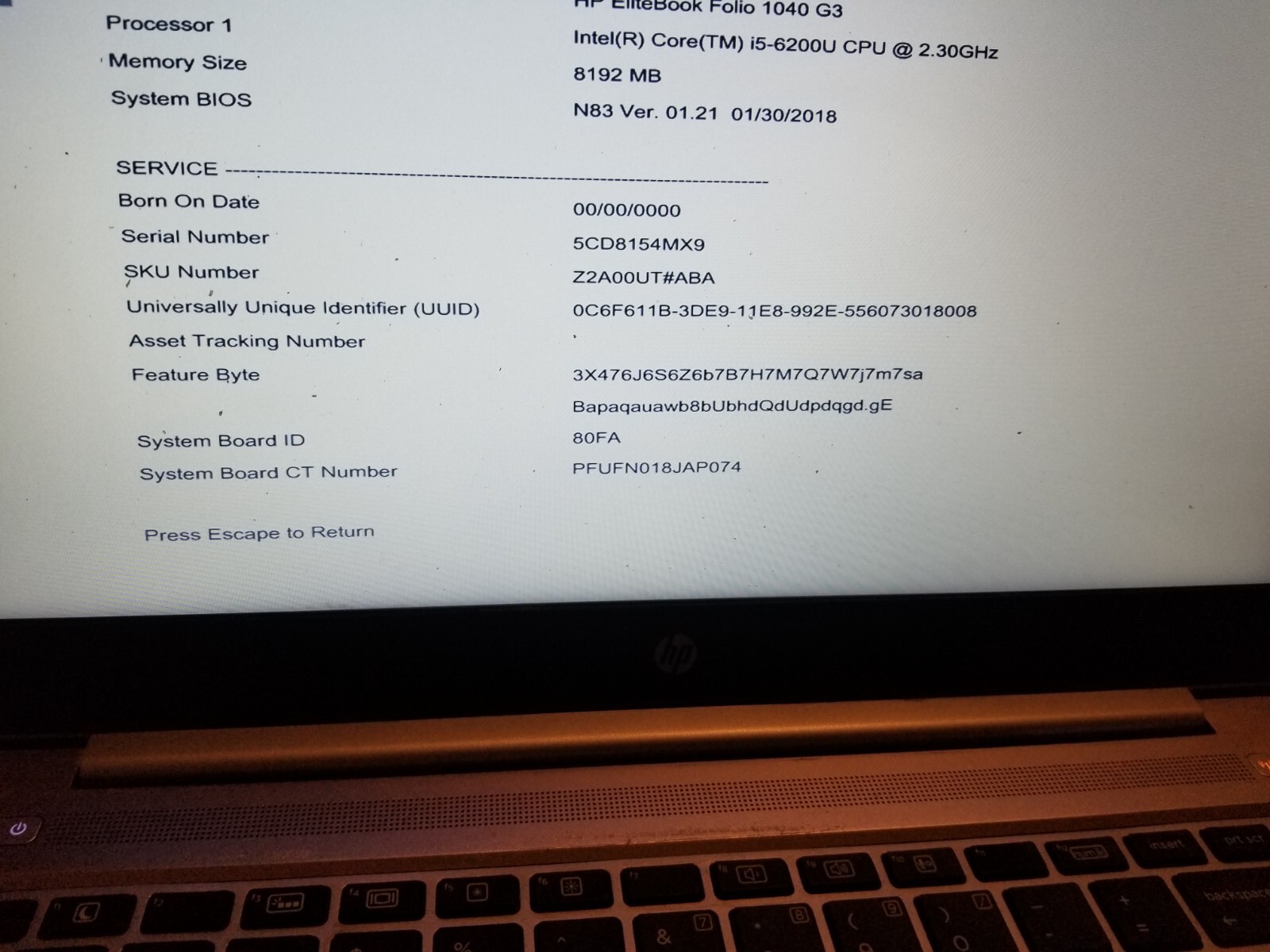 Hp EliteBook Folio 1040 G3-i5-6200U@2.30GHz 8GB Ram 256GB SSD Windows 10 Pro