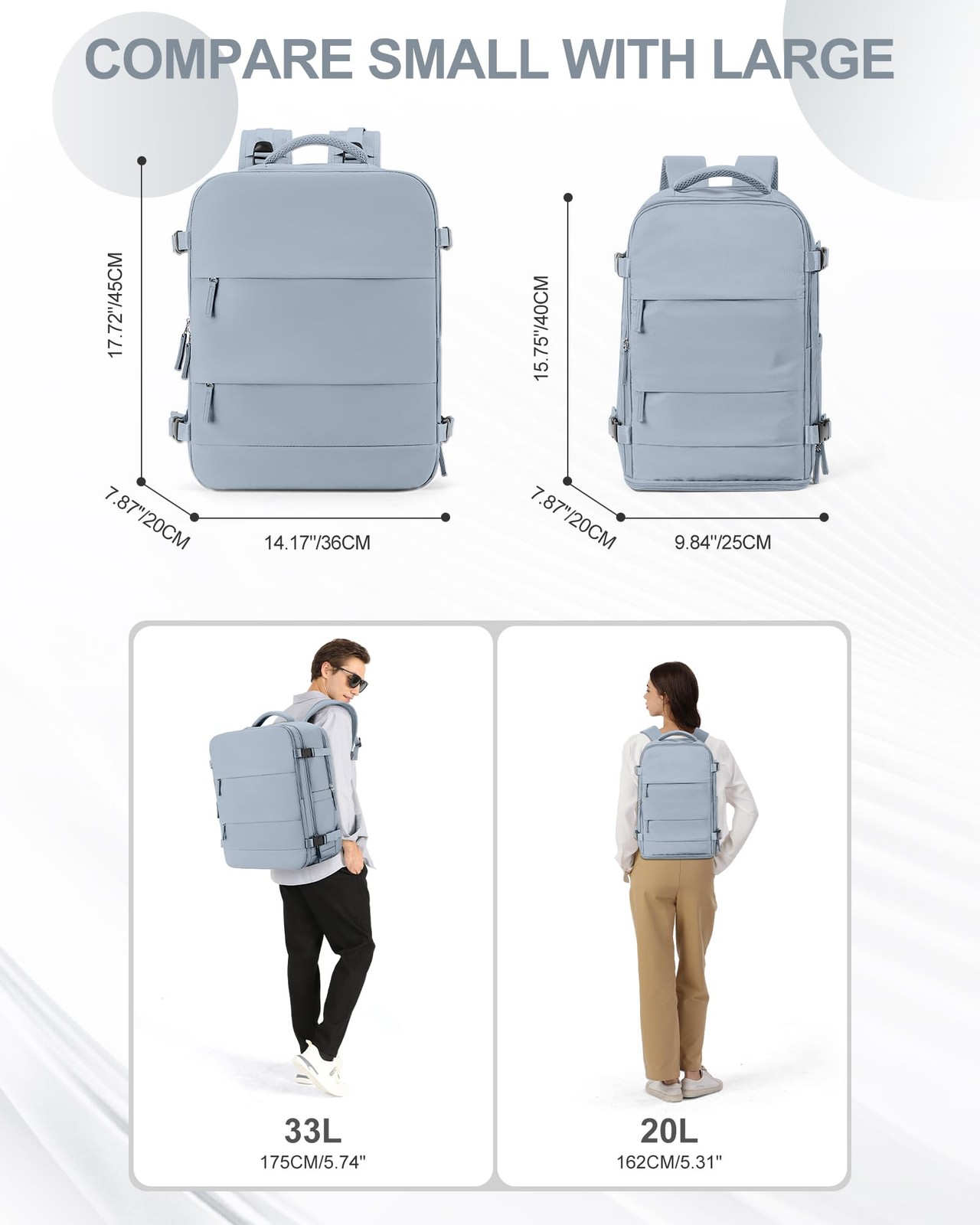 Coowoz Travel Backpack Carry On for Women & Men, Gym, Laptop Compartment