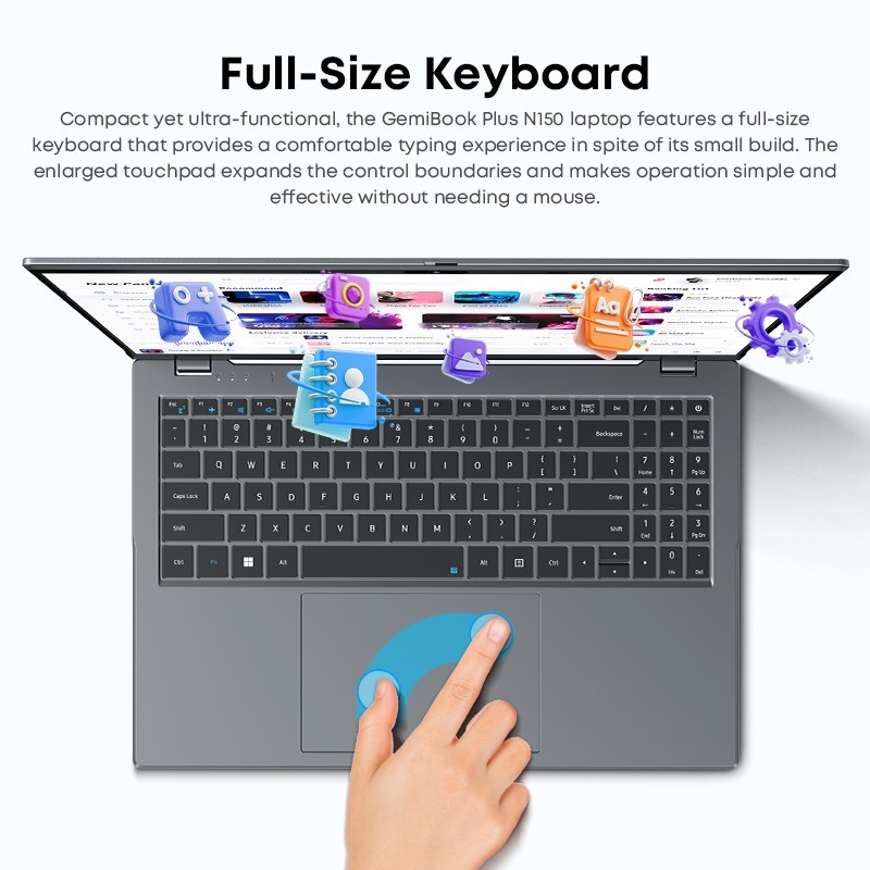CHUWI GemiBook Plus 15.6″ Windows 11 Laptop, Intel N100, 8/16GB RAM, 256/512 SSD