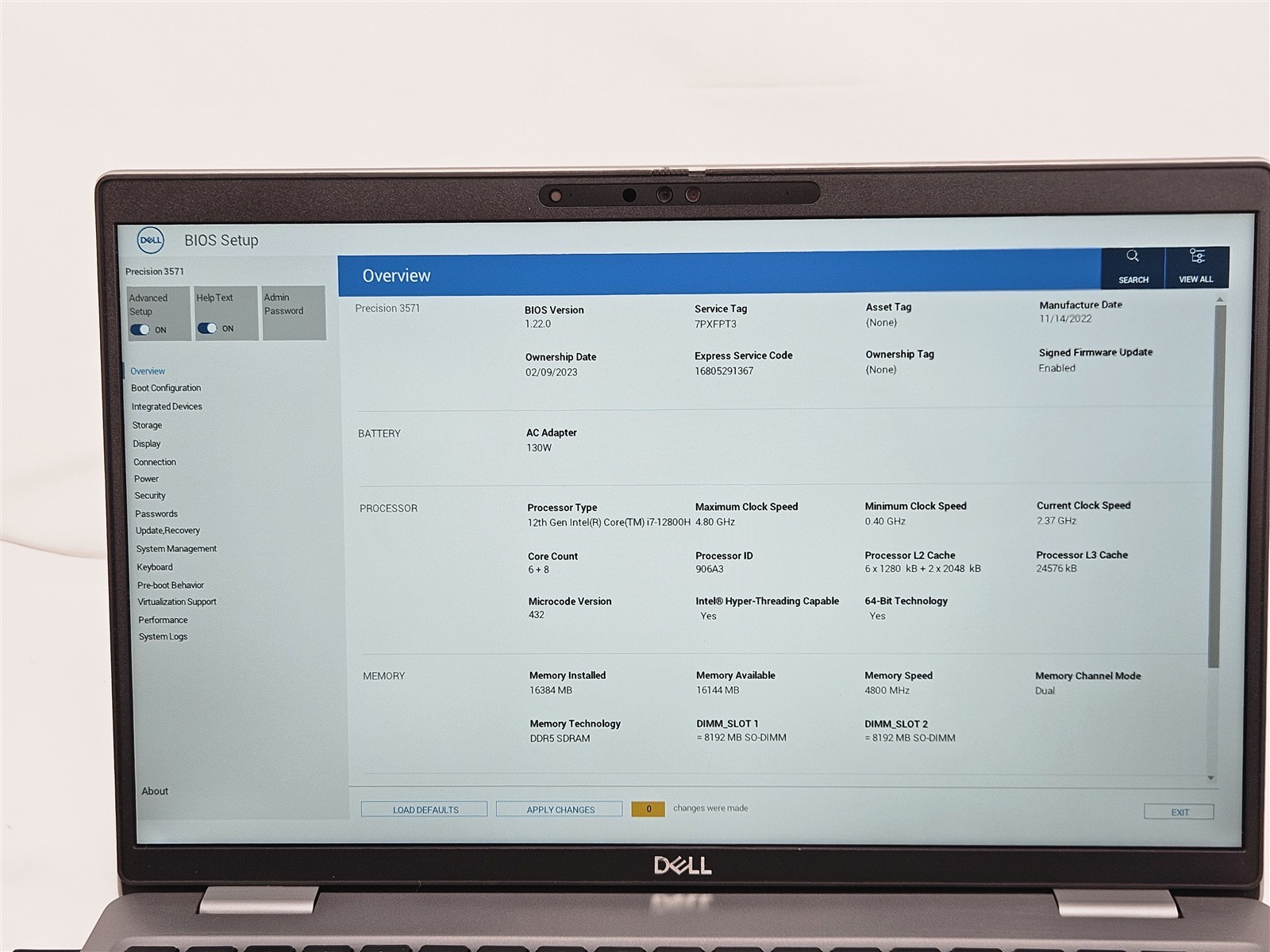 Dell Precision 3571 i7-12800H 16GB 512GB SSD 15.6″ HDMI 2.0 Thunderbolt 4