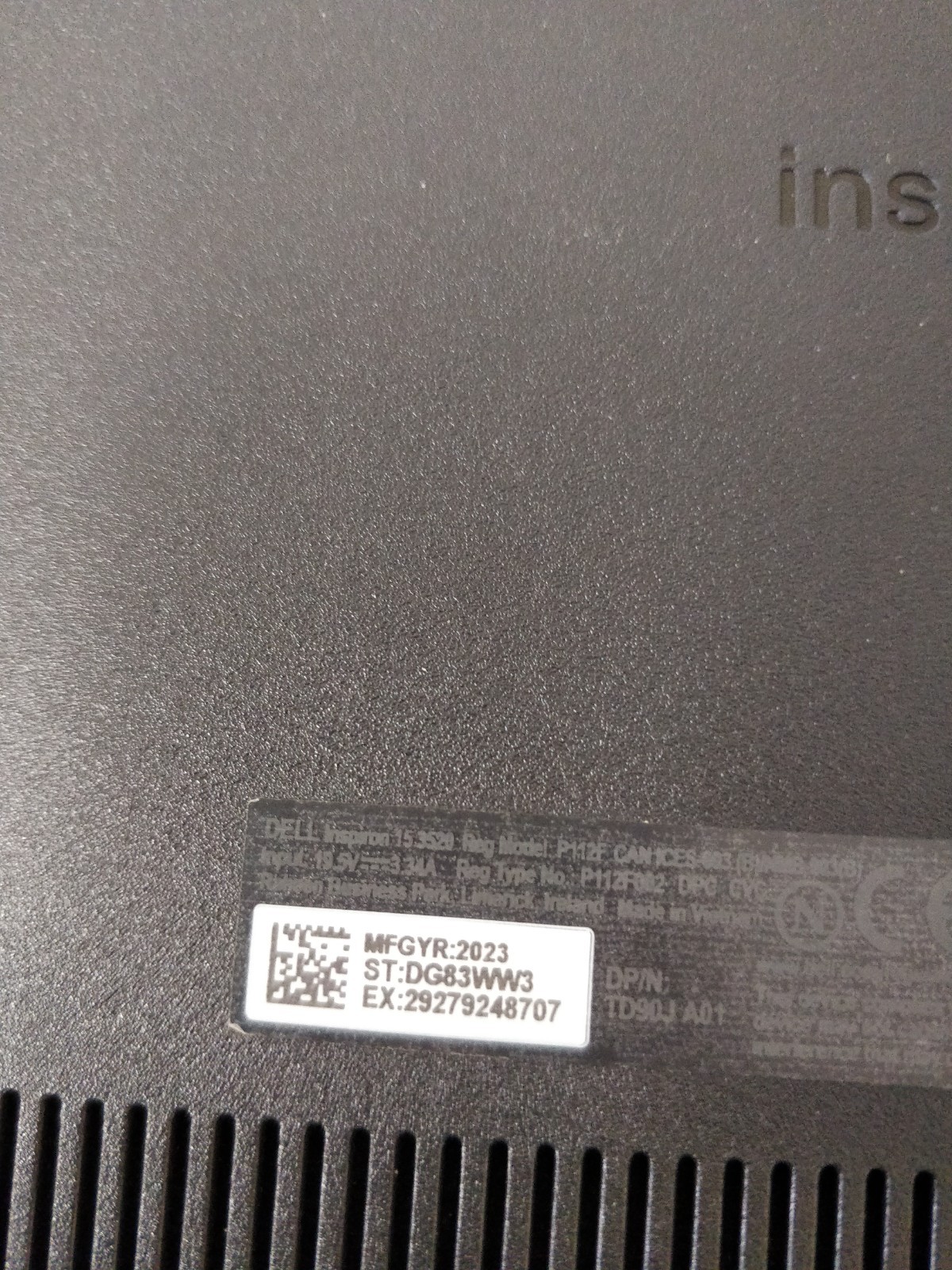 Dell Inspiron 15 3520 INTEL CORE I5-1155G7@2.40GHz 8GB RAM NO DRIVE PARTS 8978