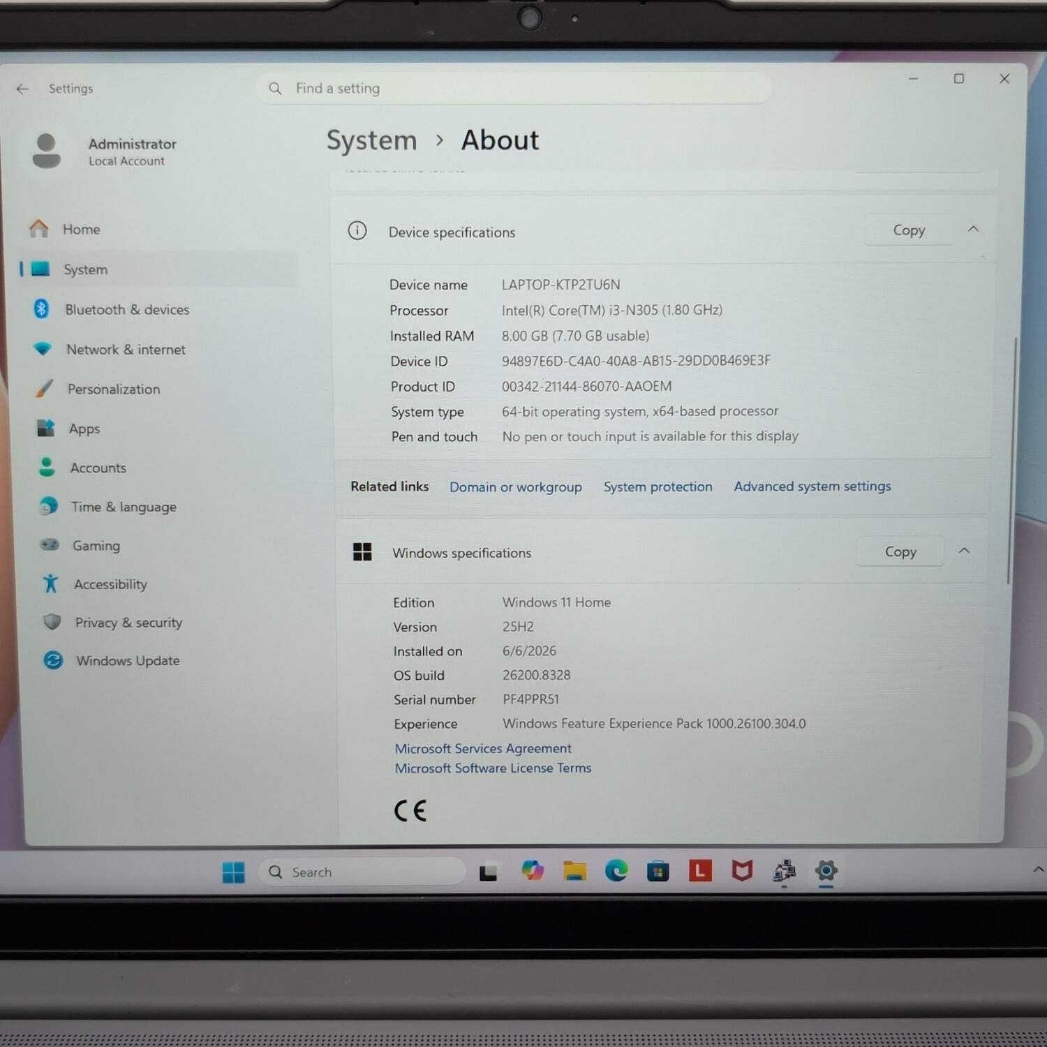 Lenovo IdeaPad Slim 3 15IAN8 15.6″ i3-N305 1.8GHz 8GB RAM 512GB SSD