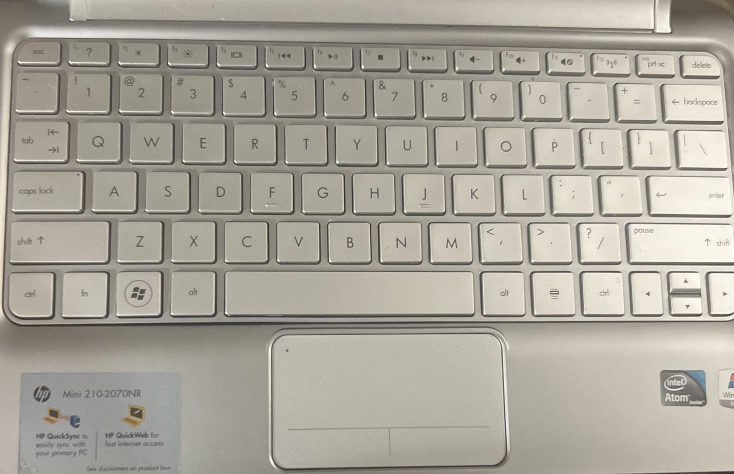 HP Mini 210-2000 Netbook – 256GB SSD, 2GB Ram, Win 7, No power