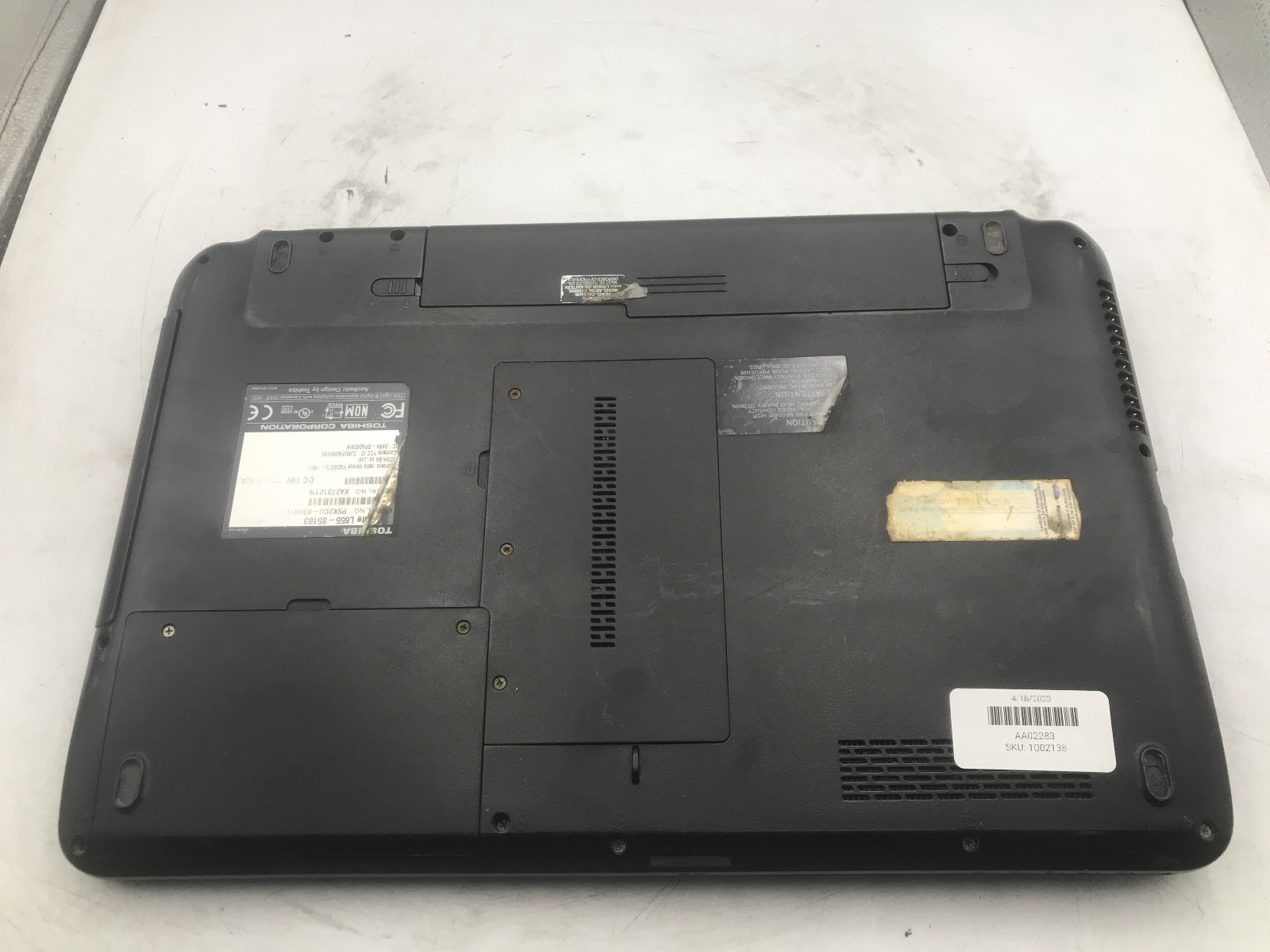 TOSHIBA SATELLITE L655 S5103 -FOR PARTS/BAD LCD- INTEL I3 370M – NO RAM -READ-BB