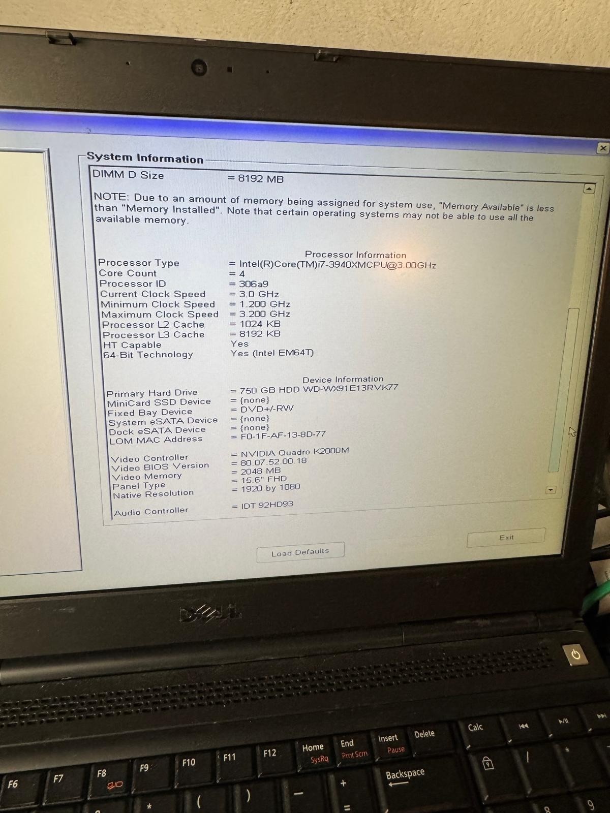 Dell Precision M4700 Intel i7 3940XM, 16GB RAM, 750GB HDD, 15″ Laptop *READ#4268