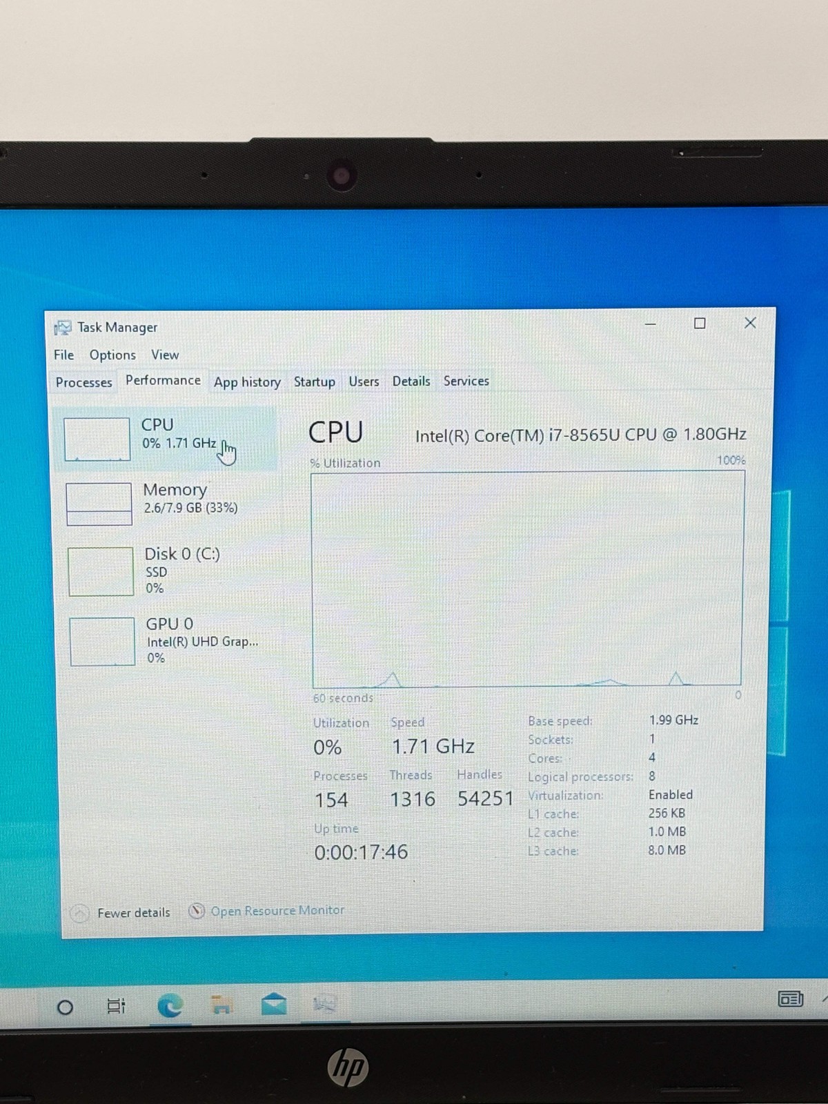 HP 15-DW007NR Intel Core i7-8565U 8GB RAM 512GB SSD – Cracked plastic bezel