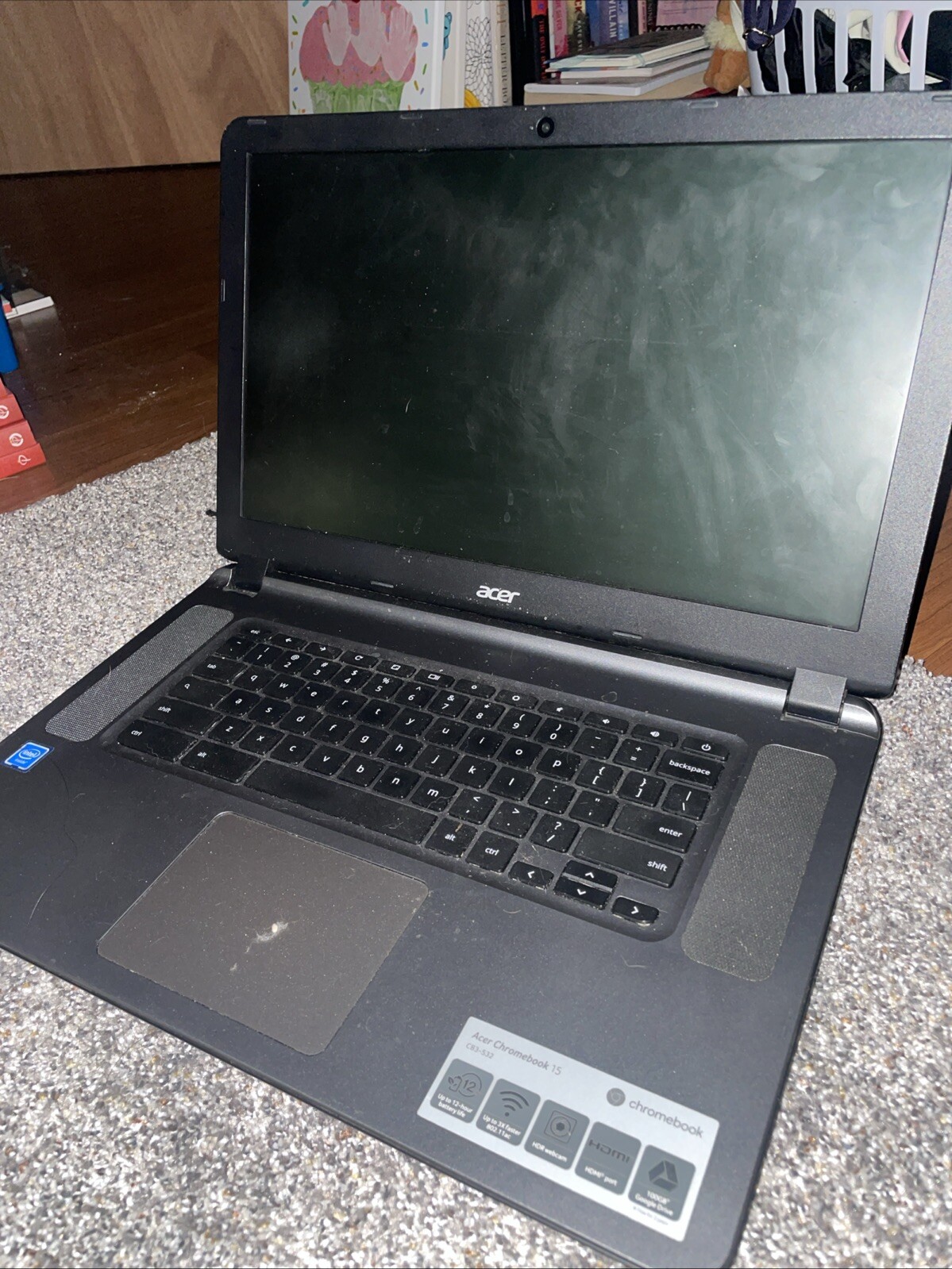 Acer Chromebook CB3-532-C47C 15.6”(16GB Flash, Celeron N3060, 1.60 GHz, 2GB)…