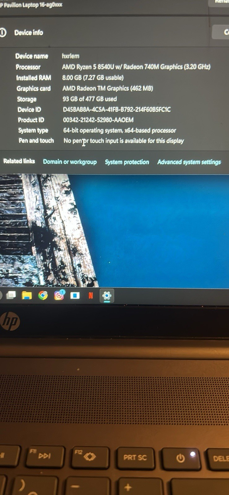 HP Pavilion 16-ag0xxx 16″ Ryzen 5 8540U 8GB 512GB SSD Win 11 Silver
