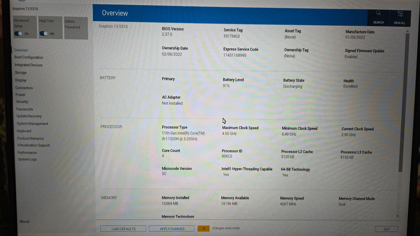 Dell Inspiron 13 5310 13.3” (NO SSD) Intel i5-11320H 3.20GHz 16GB RAM – Freezes
