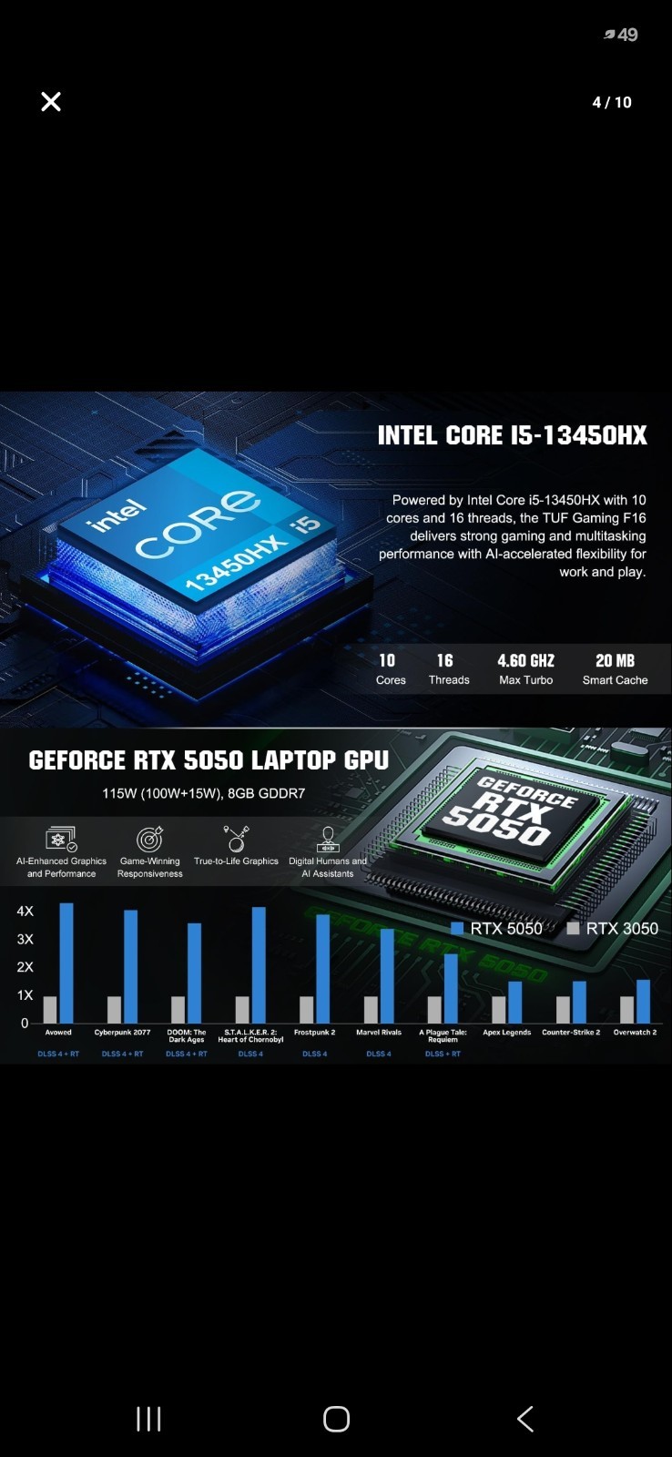 ASUS TUF F16 5050, i5-13450HX, 16″ 165Hz,GeForce RTX 5050, 16GB DDR5, 1TB SSD