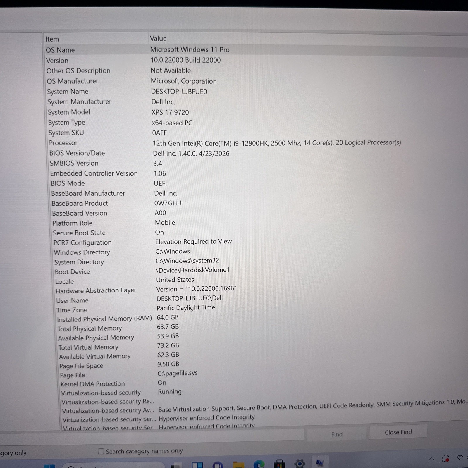 Dell XPS 17 9720 Intel i9-12900HK, 64GB RAM, 2TB SSD, NVidia GeForce RTX 3060