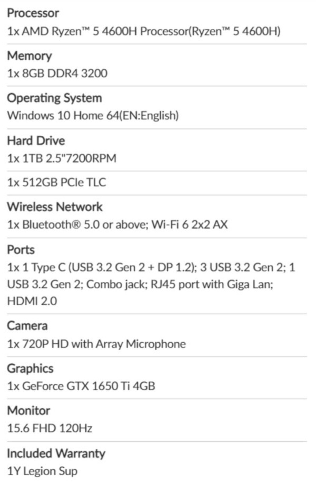Laptop Gaming Used – Lenovo Legion 5 15ARH05