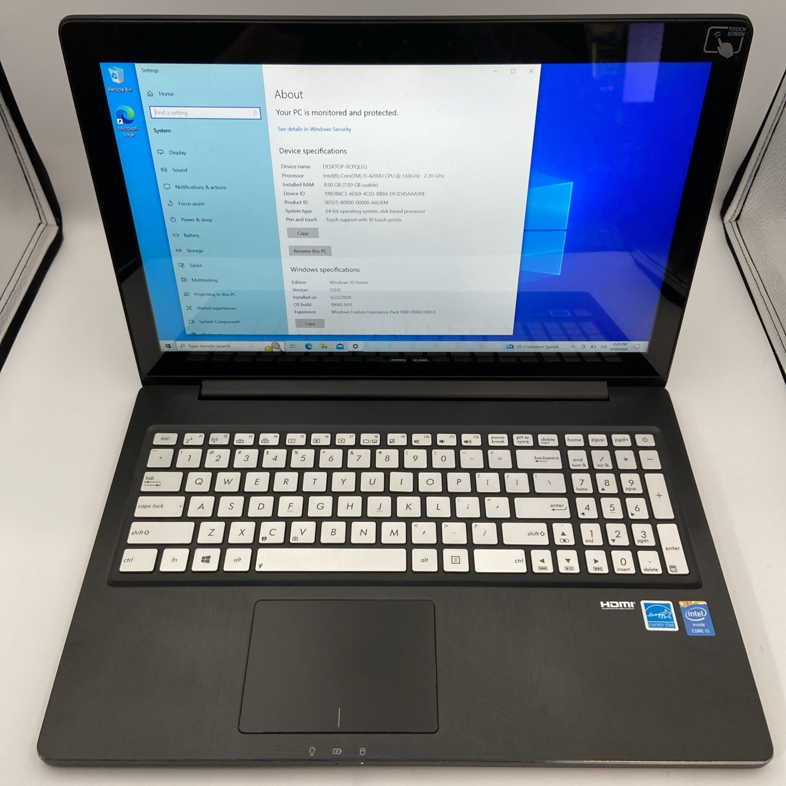 Asus Q501L 15.6″ Touchscreen Intel i5-4200U @ 1.6GHz 8GB RAM 750GB HDD W10H