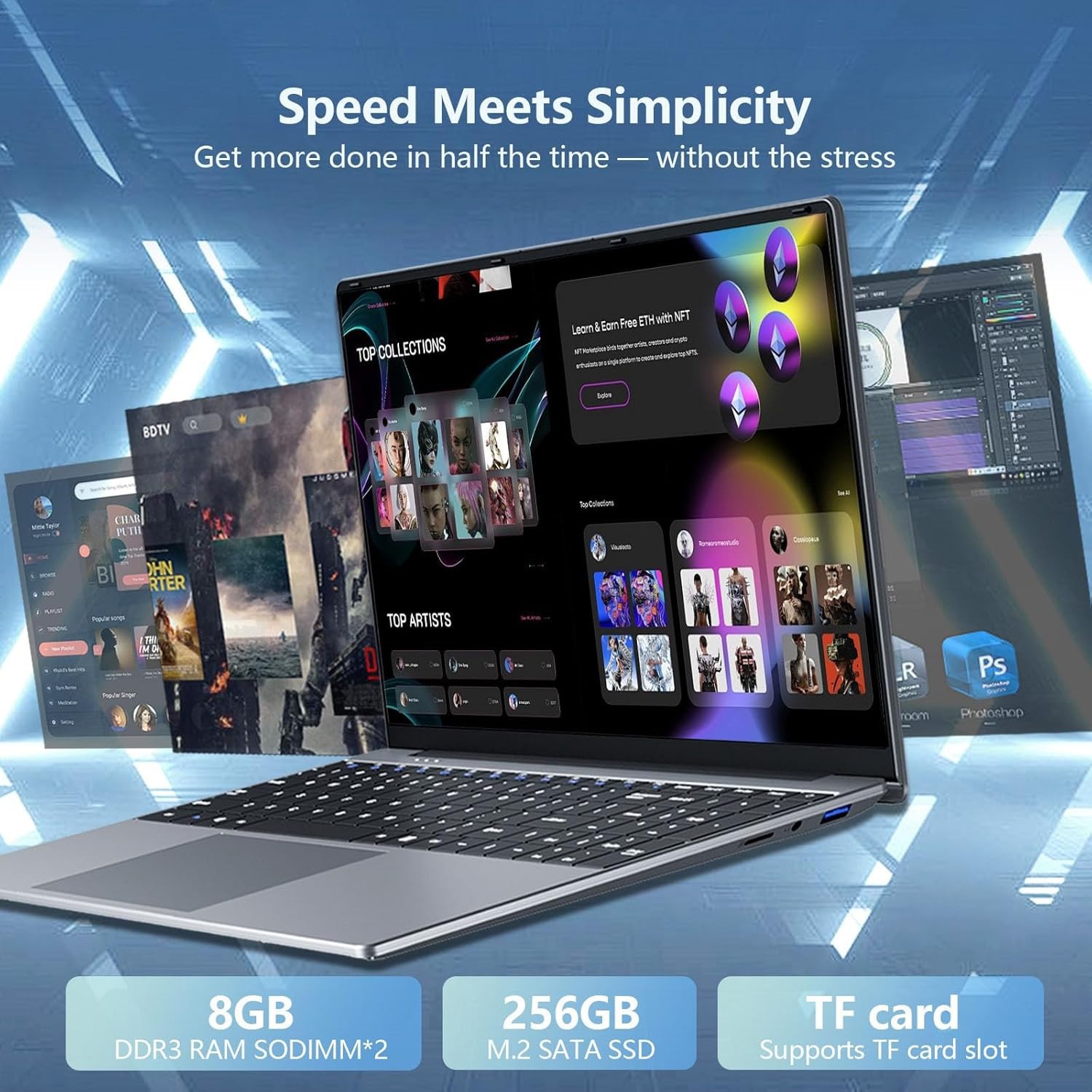 Windows 11 Laptop , Lap Top PC Core M3-6Y30(Beat N4000), 8GB RAM 256GB SSD