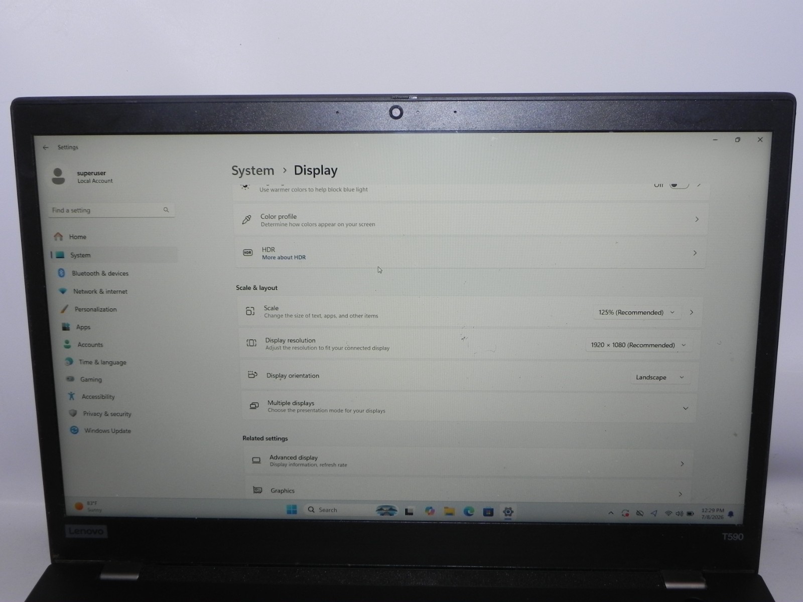 Lenovo ThinkPad T590 Windows 11 Intel i7-8565u 1.99GHz 16GB RAM 400SSD