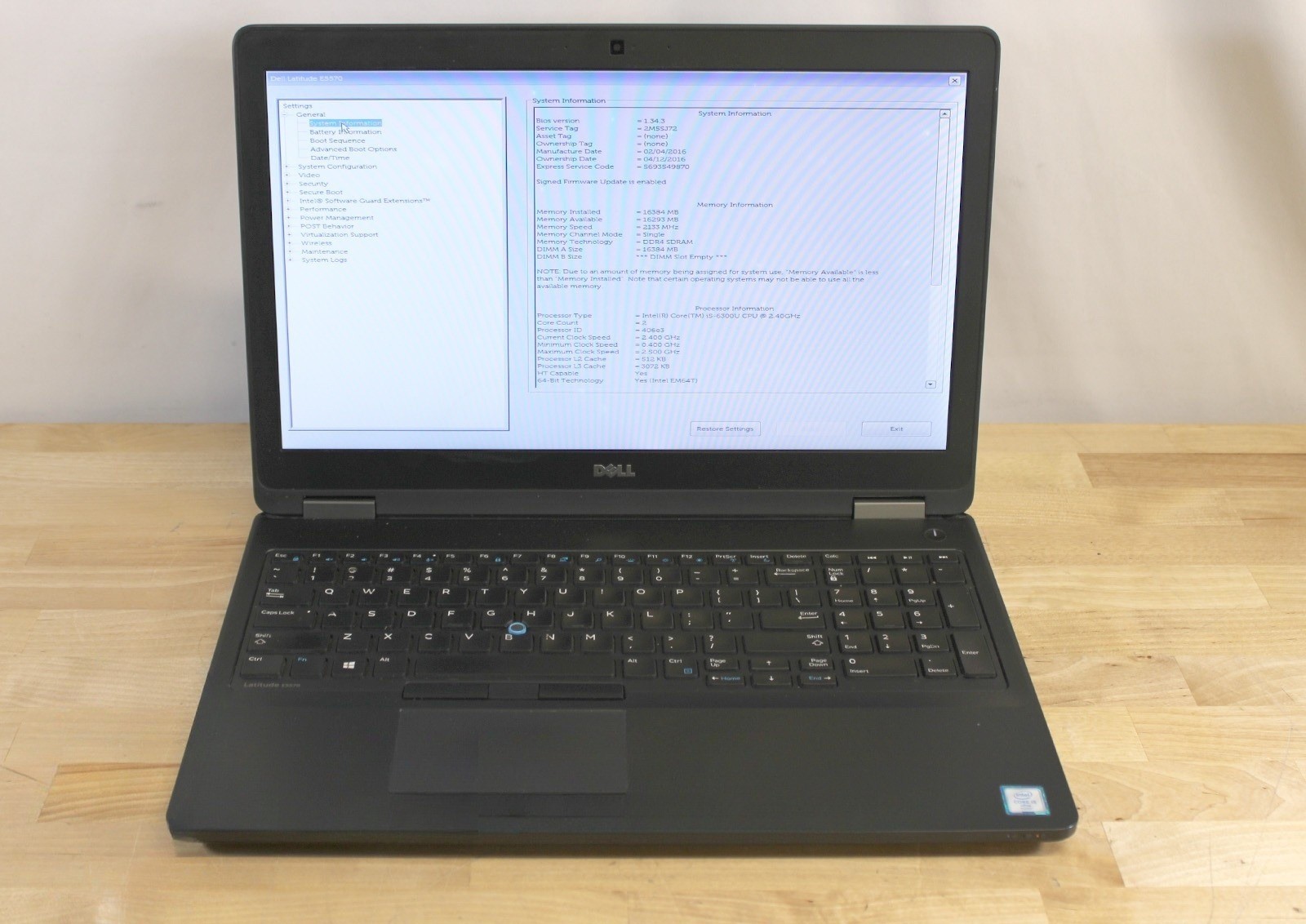 Dell Latitude E5570 i5-6300U 2.40GHz 8GB RAM No Drive