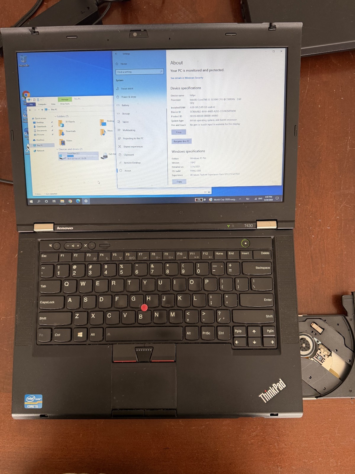 Lenovo Thinkpad T430 14″ Core i5-3230M 2.6GHz 4GB SSD 128GB Windows 10