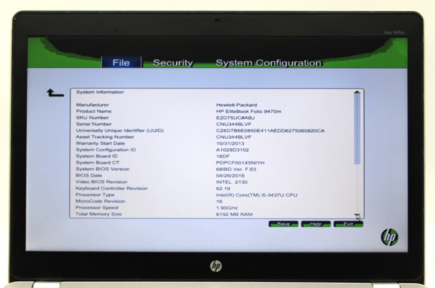 HP EliteBook Folio 9470m i5-3437U@1.9GHz 8GB DDR3 256GB SATA NO OS *USED/TESTED*