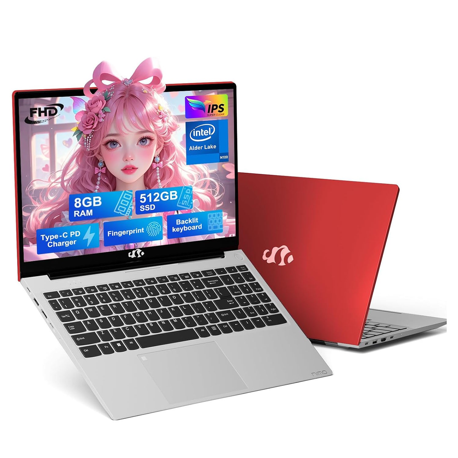 NIMO 15.6″ Student Laptop Intel Pentium N100 4/8GB RAM 128/256/512GB SSD Win 11H