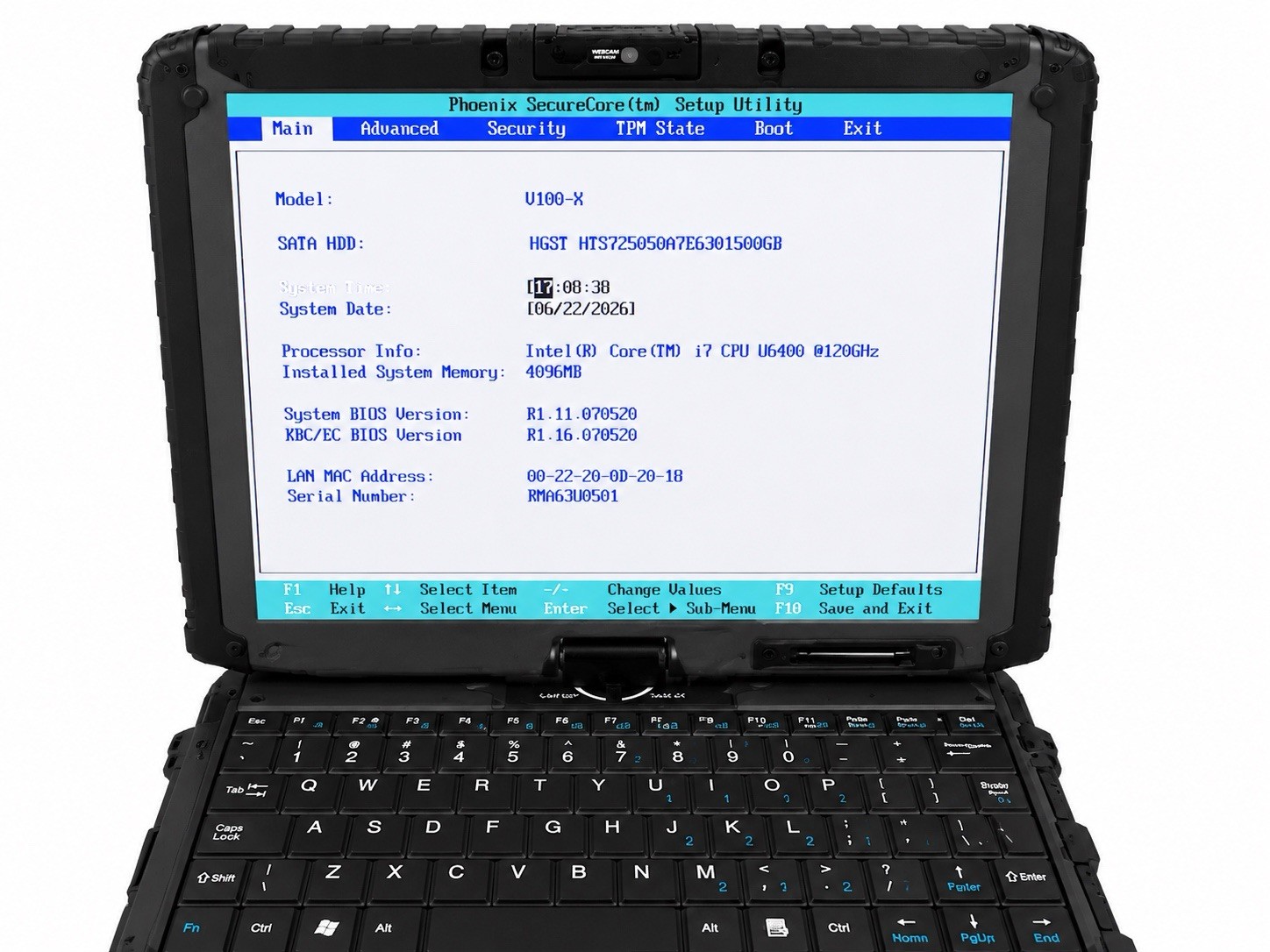 GETAC V100 MULTITOUCH RUGGED NOTEBOOK, I5-3320M,500GB,4GB,WIN10P
