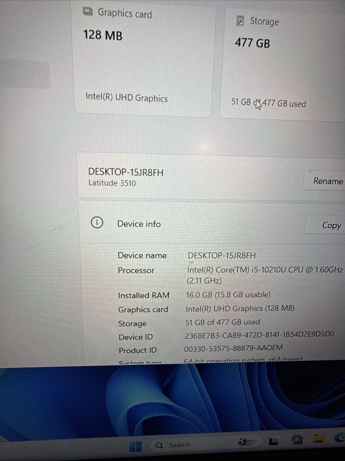 Dell Latitude 3510 15.6″ FHD i5-10210U 16GB RAM 512GB NVMe SSD Win11 Pro w/ch