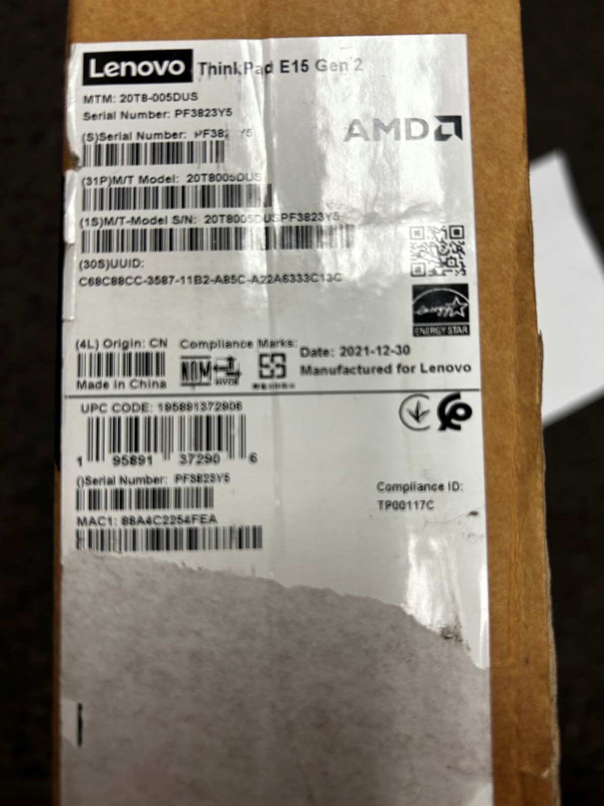 Lenovo ThinkPad E15 Gen 2 (20T8005DUS)