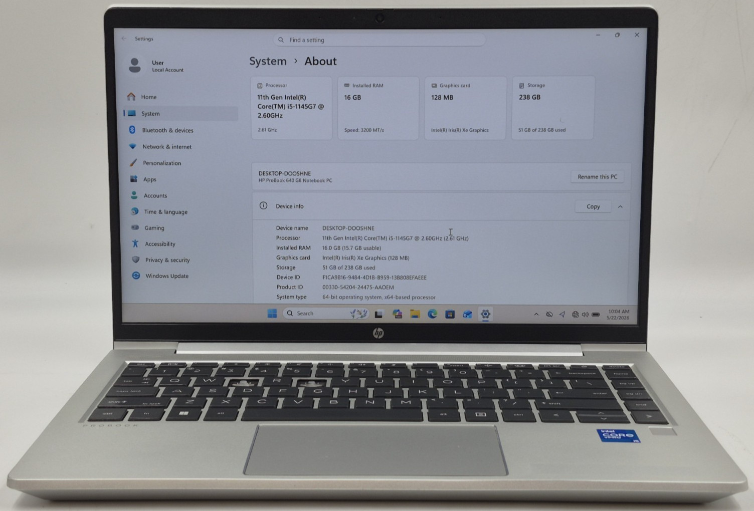 HP ProBook 640 G8 i5-1145G7 2.60GHz 16GB RAM 256GB NVMe W11P Laptop